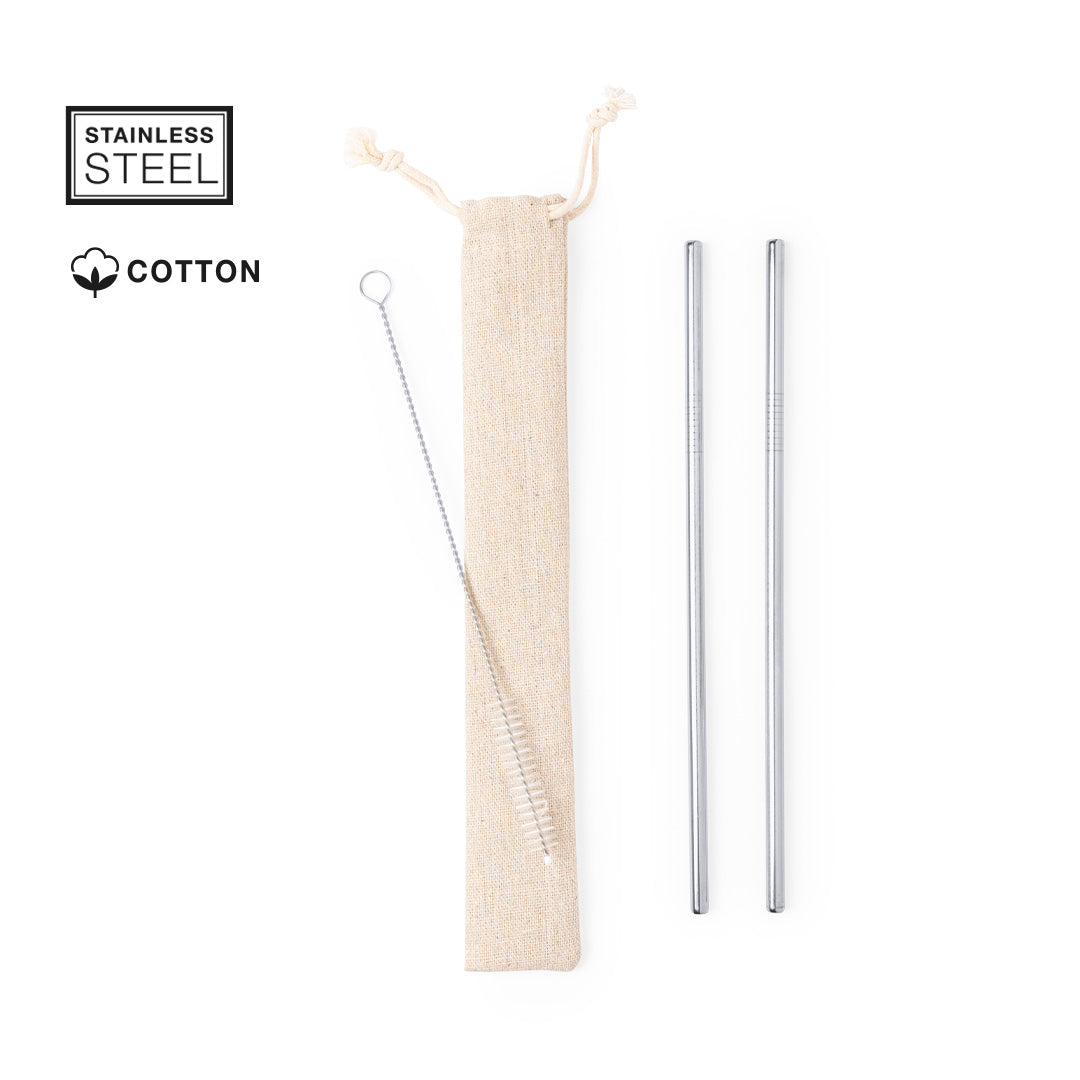 Pack 2 pajitas acero inoxidable reutilizables + limpiador