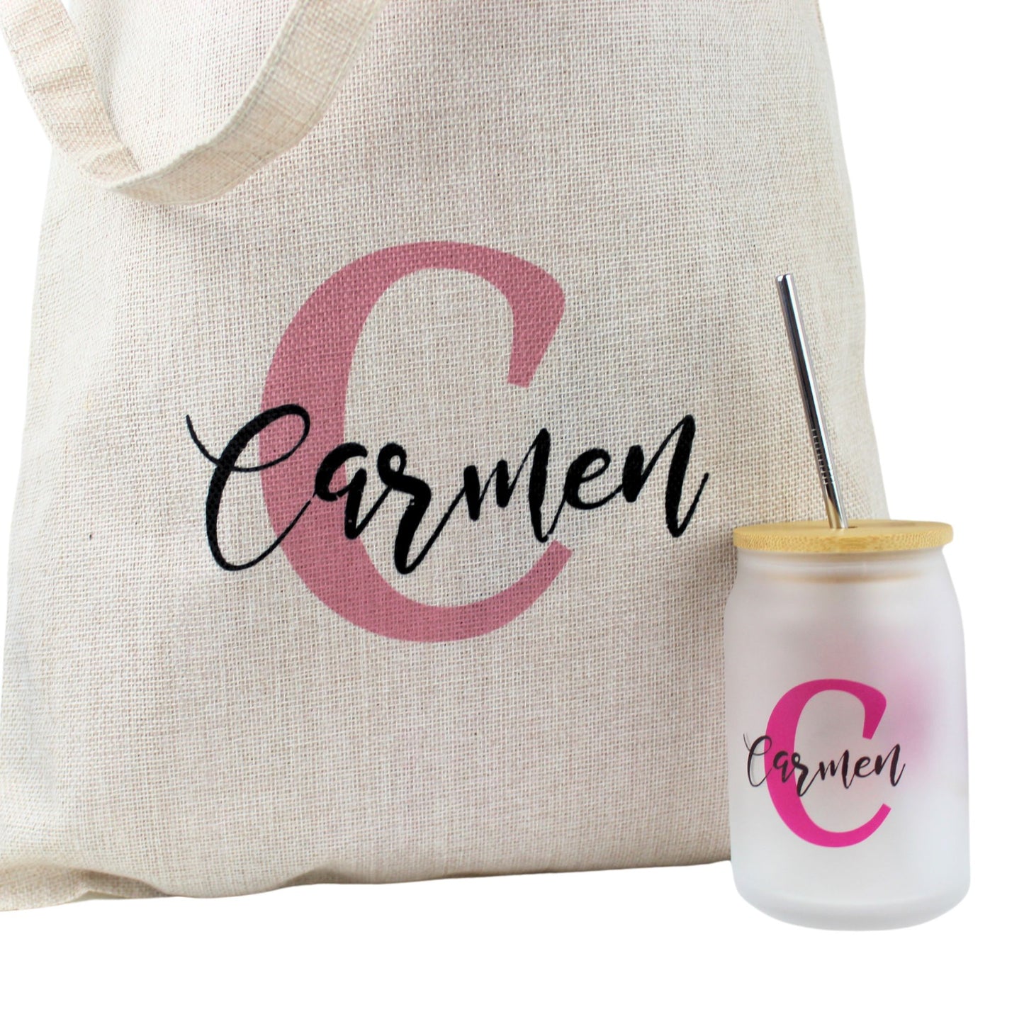 Pack Tarro Cristal Inicial + Tote Bag - Personalizado