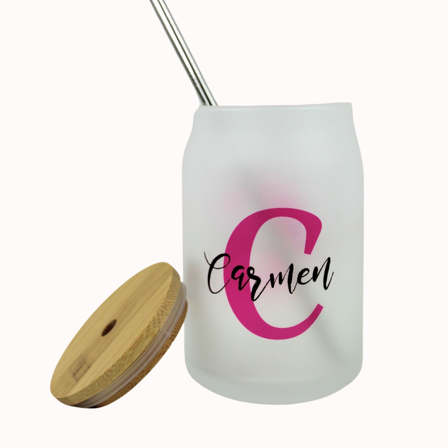 TARRO CRISTAL + PAJITA INICIAL - PERSONALIZADO