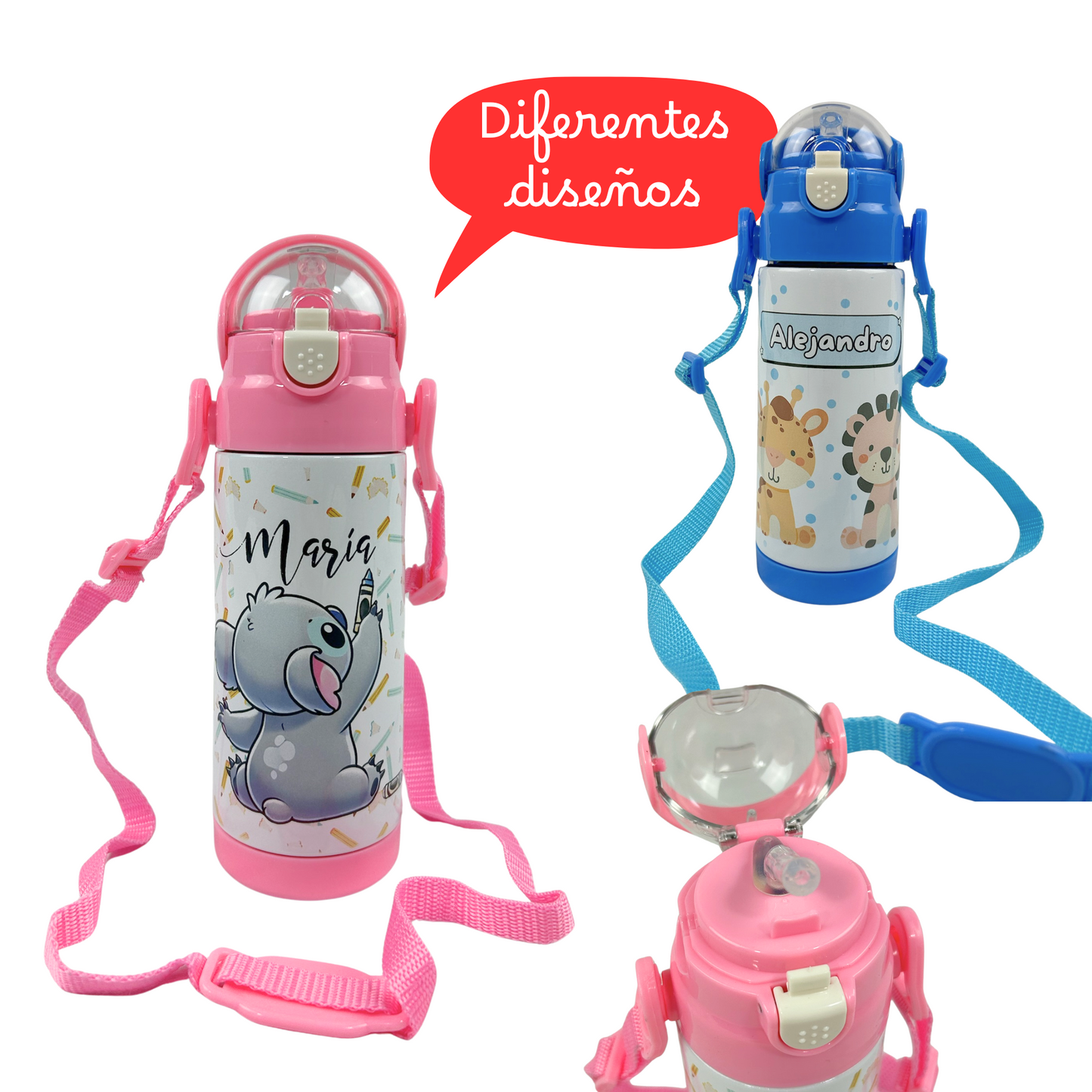 Botella Infantil Personalizada - Animalito y Nombre