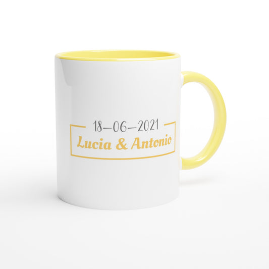 Taza Personajes Pareja con Fecha y Nombres - Personalizada
