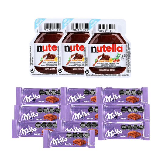 3 monodosis nutella + 10 mini milka