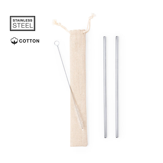 Pack 2 pajitas acero inoxidable reutilizables + limpiador
