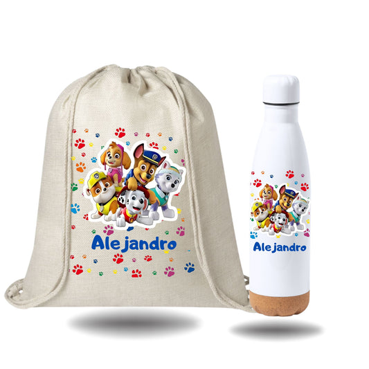 Mochila saco + botella - Personalizada Personaje