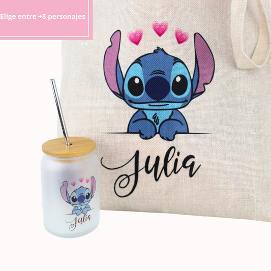 Pack Tarro Cristal Personaje + Tote Bag - Personalizado