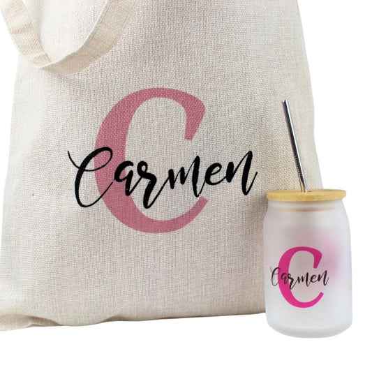 Pack Tarro Cristal Inicial + Tote Bag - Personalizado