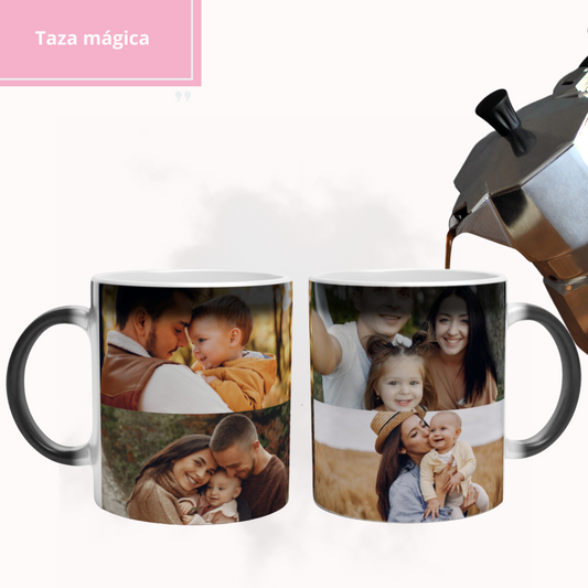 Taza Mágica Personalizada - Collage 4 fotos