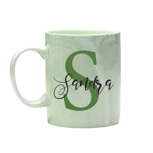 Taza estilo Mármol - Personalizada inicial y nombre