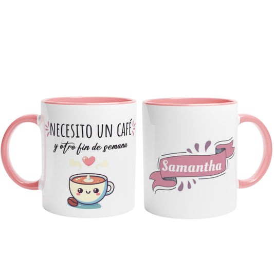 Taza Necesito un Café - Personalizada