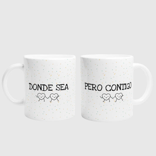 Pack 2 tazas Taza Donde sea pero Contigo - Personalizada con nombres