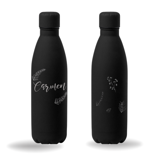 Botella Floral - Con Nombre Personalizada