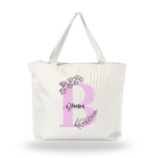 Bolso Personalizado - Inicial Floral con Nombre