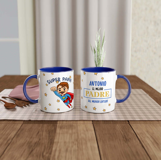 Taza Super Papá Personalizada con nombre